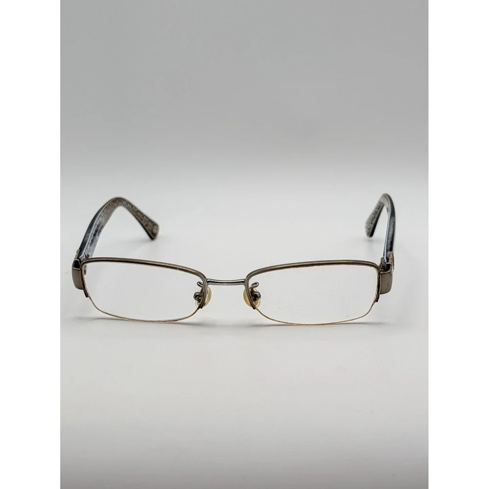 Coach HB 5027B Gunmetal‎ Rectangular Eyeglasses Frames Crystal Logo Temples